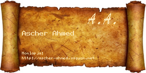 Ascher Ahmed névjegykártya